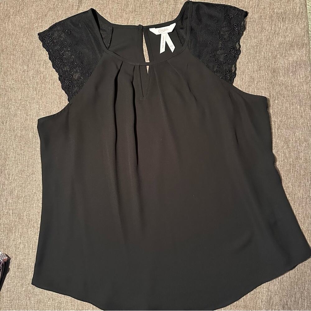 Candies Womens Romantic Goth Whimsical Fairy Grunge Sheer Black Lace Top Size L